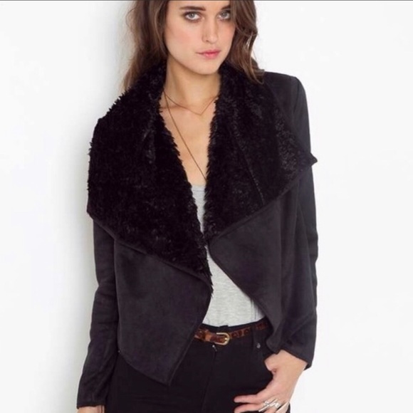 Circa early 2010s, Black Faux Fur Jacket By Piko 1988 from Need Supply Co, Sz L - Picture 1 of 8